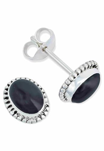 Ohrstecker 925 Silber Onyx schwarzer Stein Edelstein Ohrringe echt Silber Damen Sterling Silber Stecker Geschenk(MOS-017-03) von mantraroma