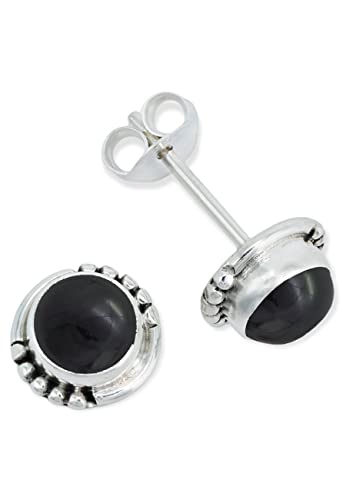 Ohrstecker 925 Silber Onyx schwarzer Stein Edelstein Ohrringe echt Silber Damen Sterling Silber Stecker Geschenk(MOS-026-03) von mantraroma