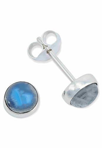 Ohrstecker 925 Silber Mondstein weißer Stein schimmer Edelstein Ohrringe echt Silber Damen Sterling Silber Stecker Geschenk(MOS-038-04) von mantraroma