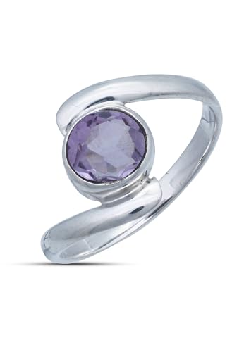 Ring 925 Silber Amethyst lila Stein Edelstein echt Silber Damen Sterling Silber Geschenk (MRG-003-51-(48)) von mantraroma