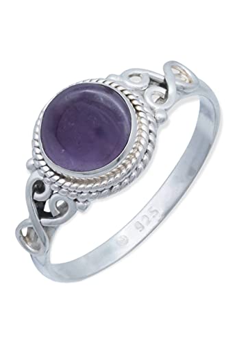 Ring 925 Silber Amethyst lila Stein Edelstein echt Silber Damen Sterling Silber Geschenk (MRG-024-01-(58)) von mantraroma