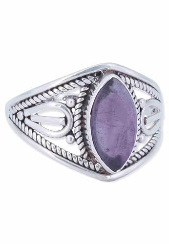 mantraroma Ring Silber Damen Amethyst Edelstein lila ausgefallen verspielt von mantraroma
