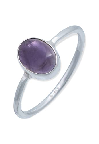 Ring 925 Silber Amethyst lila Stein Edelstein echt Silber Damen Sterling Silber Geschenk (MRG-100-01-(52)) von mantraroma