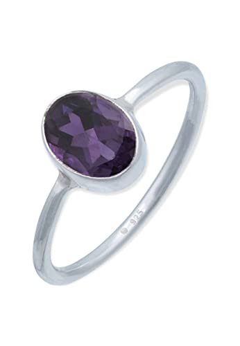 mantraroma Ring 925 Silber Amethyst lila Stein Edelstein echt Silber Damen Sterling Silber Geschenk (MRG-100-51-(52)) von mantraroma