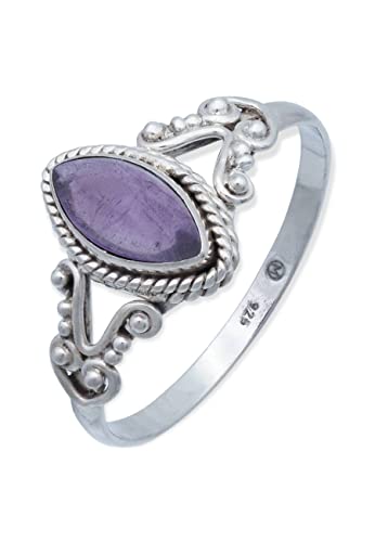 Ring 925 Silber Amethyst lila Stein Edelstein echt Silber Damen Sterling Silber Geschenk (MRG-123-01-(52)) von mantraroma