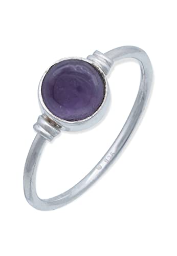 mantraroma Ring 925 Silber Amethyst lila Stein Edelstein echt Silber Damen Sterling Silber Geschenk (MRG-191-01-(54)) von mantraroma