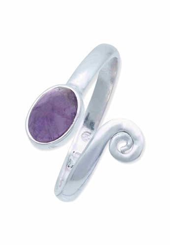 Ring 925 Silber Amethyst lila Stein größenverstellbar Edelstein echt Silber Damen Sterling Silber Geschenk (MRV-064-01) von mantraroma