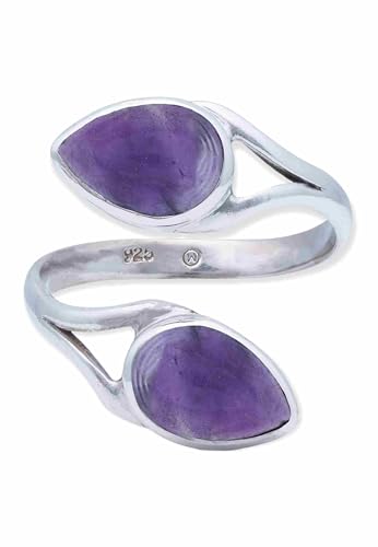 Ring 925 Silber Amethyst lila Stein größenverstellbar Edelstein echt Silber Damen Sterling Silber Geschenk (MRV-088-01) von mantraroma