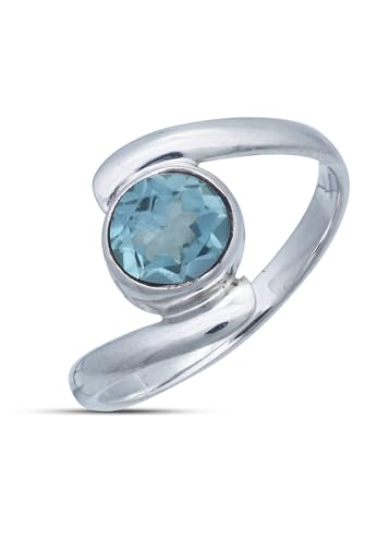 Ring 925 Silber Blau Topas hellblauer Stein Edelstein echt Silber Damen Sterling Silber Geschenk (MRG-003-62-(50)) von mantraroma