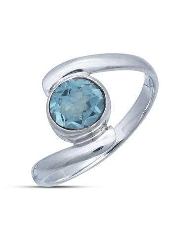 Ring 925 Silber Blau Topas hellblauer Stein Edelstein echt Silber Damen Sterling Silber Geschenk (MRG-003-62-(58)) von mantraroma