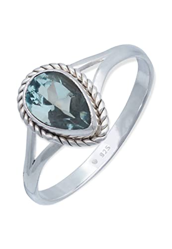 Ring 925 Silber Blau Topas hellblauer Stein Edelstein echt Silber Damen Sterling Silber Geschenk (MRG-113-62-(58)) von mantraroma