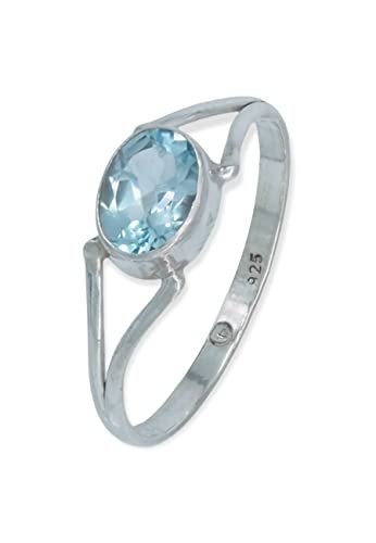 Ring 925 Silber Blau Topas hellblauer Stein Edelstein echt Silber Damen Sterling Silber Geschenk (MRG-207-62-(48)) von mantraroma