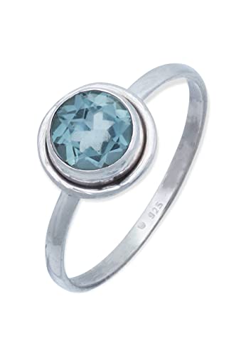 Ring 925 Silber Blau Topas hellblauer Stein Edelstein echt Silber Damen Sterling Silber Geschenk (MRG-217-62-(60)) von mantraroma