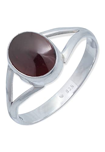 Ring 925 Silber Granat roter Stein Edelstein echt Silber Damen Sterling Silber Geschenk (MRG-092-02-(50)) von mantraroma