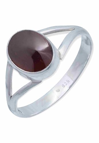 mantraroma Ring Silber Damen Granat Edelstein rot schlicht modern von mantraroma