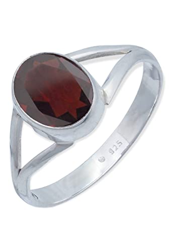 Ring 925 Silber Granat roter Stein Edelstein echt Silber Damen Sterling Silber Geschenk (MRG-092-52-(48)) von mantraroma