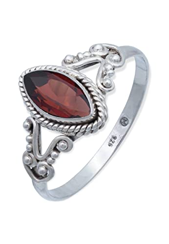 Ring 925 Silber Granat roter Stein Edelstein echt Silber Damen Sterling Silber Geschenk (MRG-123-52-(56)) von mantraroma