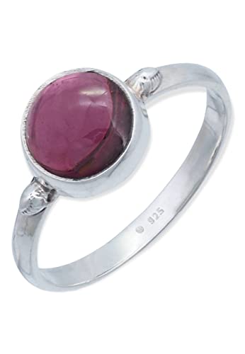 mantraroma Ring 925 Silber Granat roter Stein Edelstein echt Silber Damen Sterling Silber Geschenk (MRG-182-02-(50)) von mantraroma