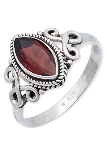 Ring 925 Silber Granat roter Stein Edelstein echt Silber Damen Sterling Silber Geschenk (MRG-183-52-(56)) von mantraroma