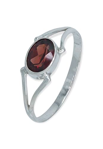 Ring 925 Silber Granat roter Stein Edelstein echt Silber Damen Sterling Silber Geschenk (MRG-207-52-(50)) von mantraroma