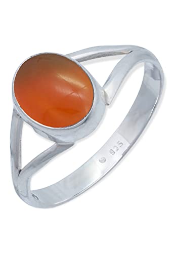 Ring 925 Silber Karneol orange roter Stein Edelstein echt Silber Damen Sterling Silber Geschenk (MRG-092-16-(52)) von mantraroma