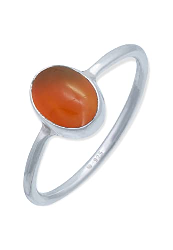 Ring 925 Silber Karneol orange roter Stein Edelstein echt Silber Damen Sterling Silber Geschenk (MRG-100-16-(46)) von mantraroma