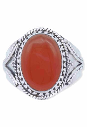 mantraroma Ring Silber 925 Damen Karneol Edelstein orange ausgefallen verspielt von mantraroma