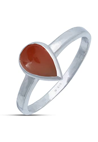 Ring 925 Silber Karneol orange roter Stein Edelstein echt Silber Damen Sterling Silber Geschenk (MRG-200-16-(56)) von mantraroma