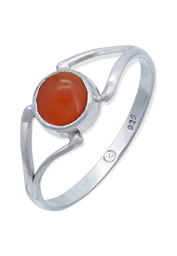 Ring 925 Silber Karneol orange roter Stein Edelstein echt Silber Damen Sterling Silber Geschenk (MRG-211-16-(60)) von mantraroma
