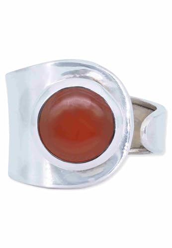 Ring 925 Silber Karneol orange roter Stein größenverstellbar Edelstein echt Silber Damen Sterling Silber Geschenk (MRV-062-16) von mantraroma