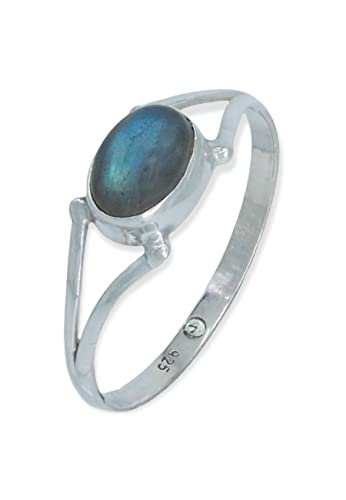 Ring 925 Silber Labradorit grün blauer Stein Edelstein echt Silber Damen Sterling Silber Geschenk (MRG-207-05-(52)) von mantraroma