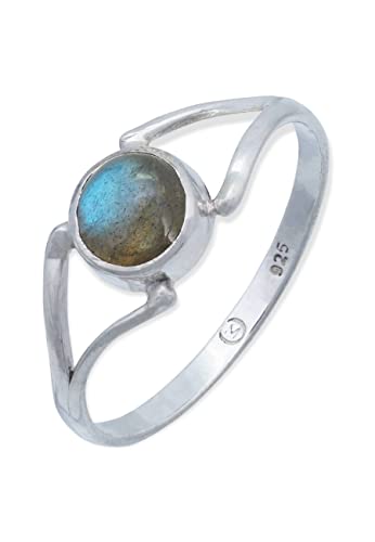 Ring 925 Silber Labradorit grün blauer Stein Edelstein echt Silber Damen Sterling Silber Geschenk (MRG-211-05-(48)) von mantraroma