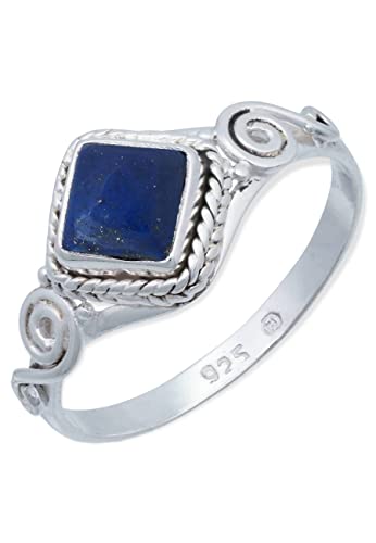 Ring 925 Silber Lapis Lazuli blauer Stein Edelstein echt Silber Damen Sterling Silber Geschenk (MRG-026-06-(50)) von mantraroma