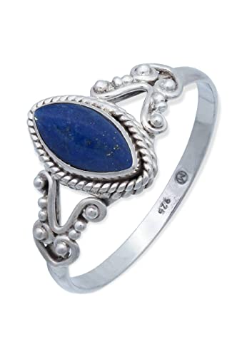 Ring 925 Silber Lapis Lazuli blauer Stein Edelstein echt Silber Damen Sterling Silber Geschenk (MRG-123-06-(60)) von mantraroma