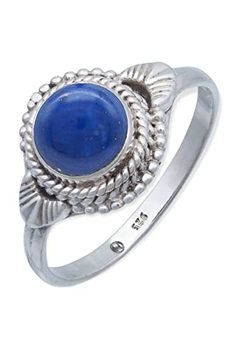 Ring 925 Silber Lapis Lazuli blauer Stein Edelstein echt Silber Damen Sterling Silber Geschenk (MRG-153-06-(62)) von mantraroma