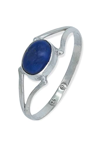 Ring 925 Silber Lapis Lazuli blauer Stein Edelstein echt Silber Damen Sterling Silber Geschenk (MRG-207-06-(52)) von mantraroma