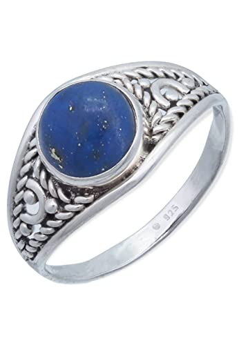 Ring 925 Silber Lapis Lazuli blauer Stein Edelstein echt Silber Damen Sterling Silber Geschenk (MRG-116-06-(56)) von mantraroma