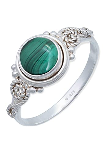 Ring 925 Silber Malachit grüner gestreifter Stein Edelstein echt Silber Damen Sterling Silber Geschenk (MRG-065-10-(62)) von mantraroma