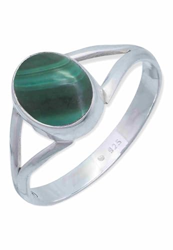 mantraroma Ring Damen Silber 925 Malachit Edelstein grün schlicht modern von mantraroma