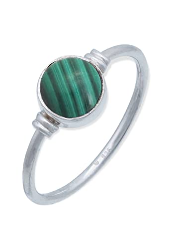 Ring 925 Silber Malachit grüner gestreifter Stein Edelstein echt Silber Damen Sterling Silber Geschenk (MRG-191-10-(58)) von mantraroma