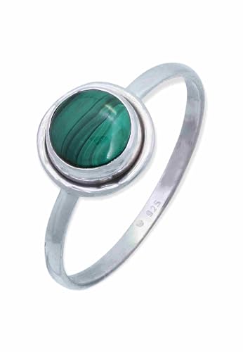 mantraroma Ring Silber 925 Damen Malachit Edelstein grün schlicht modern von mantraroma