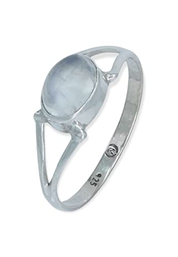 Ring 925 Silber Mondstein weißer Stein schimmer Edelstein echt Silber Damen Sterling Silber Geschenk (MRG-207-04-(54)) von mantraroma