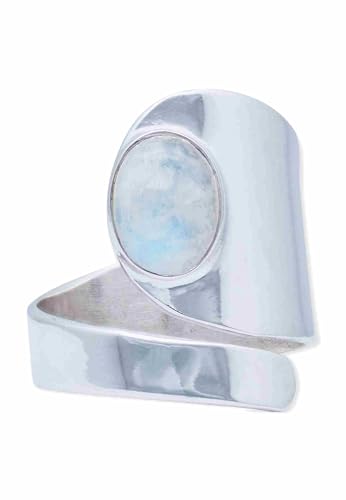 Ring 925 Silber Mondstein weißer Stein schimmer Edelstein echt Silber Damen Sterling Silber Geschenk (MRV-099-04) von mantraroma