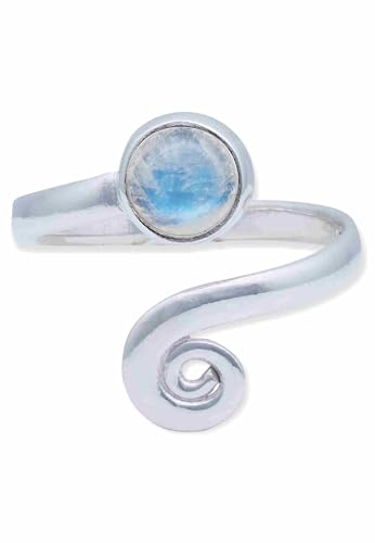 Ring 925 Silber Mondstein weißer Stein schimmer Edelstein echt Silber Damen Sterling Silber Geschenk (MRV-102-04) von mantraroma