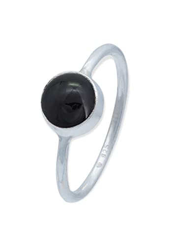 Ring 925 Silber Onyx schwarzer Stein Edelstein echt Silber Damen Sterling Silber Geschenk (MRG-078-03-(56)) von mantraroma