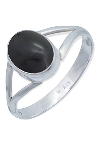 mantraroma Ring 925 Silber Onyx schwarzer Stein Edelstein echt Silber Damen Sterling Silber Geschenk (MRG-092-03-(62)) von mantraroma