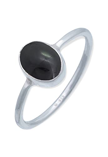 Ring 925 Silber Onyx schwarzer Stein Edelstein echt Silber Damen Sterling Silber Geschenk (MRG-100-03-(46)) von mantraroma