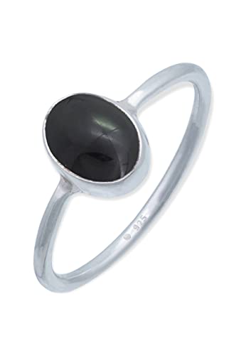 Ring 925 Silber Onyx schwarzer Stein Edelstein echt Silber Damen Sterling Silber Geschenk (MRG-100-03-(52)) von mantraroma