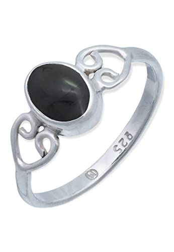 Ring 925 Silber Onyx schwarzer Stein Edelstein echt Silber Damen Sterling Silber Geschenk (MRG-186-03-(56)) von mantraroma