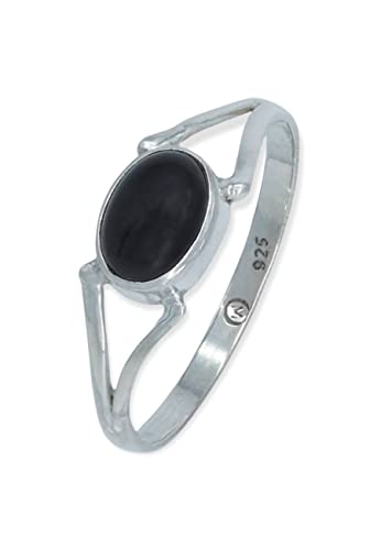Ring 925 Silber Onyx schwarzer Stein Edelstein echt Silber Damen Sterling Silber Geschenk (MRG-207-03-(54)) von mantraroma
